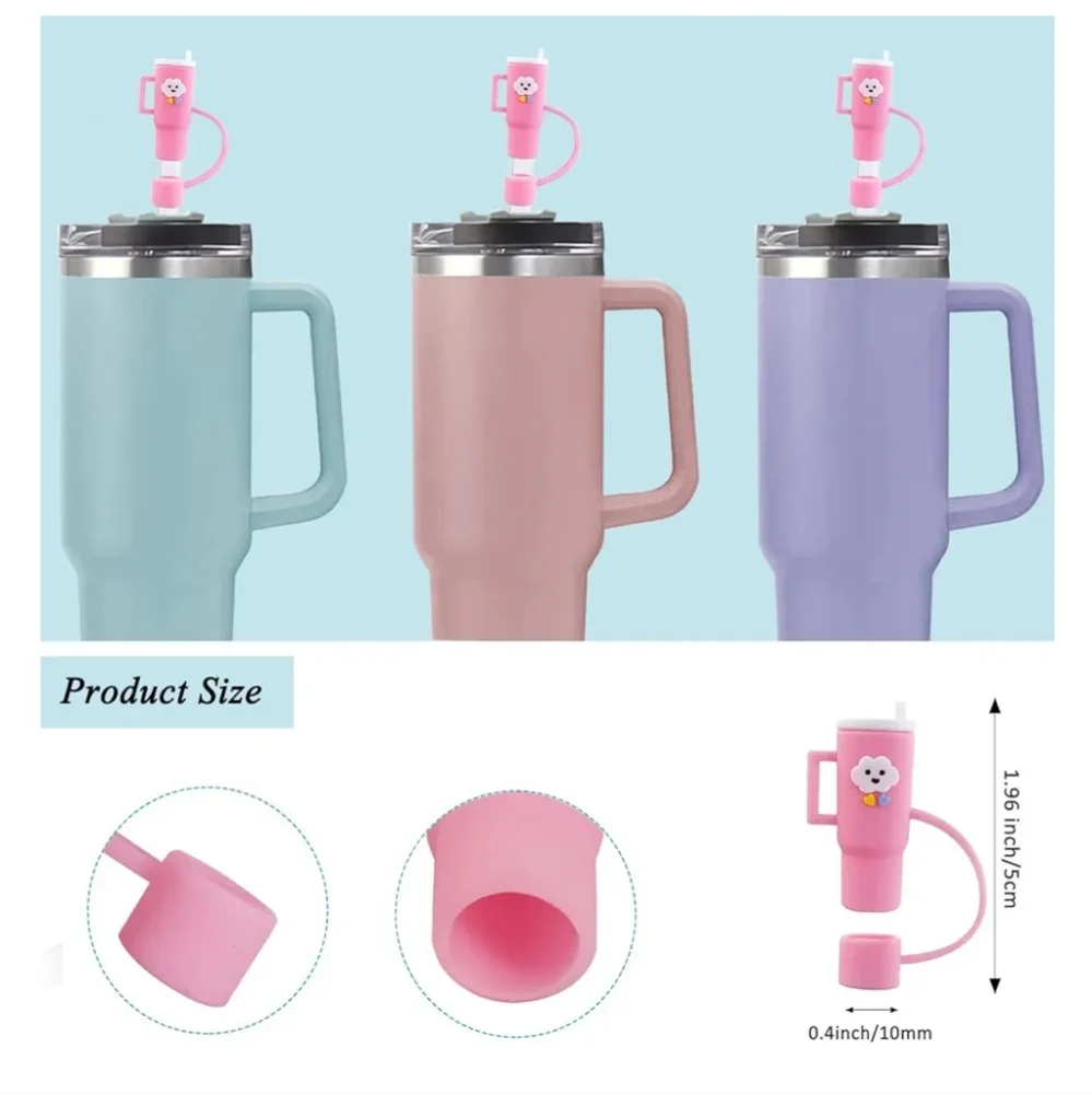 Set of 4 Silicone 10mm Straw Toppers, Compatible with 30&40 Oz Tumbler - NIP